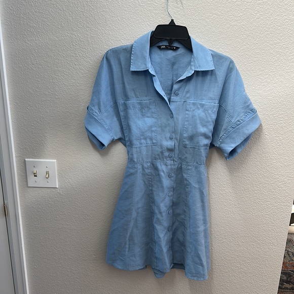 HP⭐️ Zara blue button down t shirt dress - Picture 3 of 9